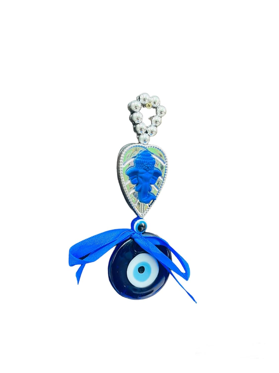 GIFTCITY® Blue Patta Ganesha Evil Eyes for Wall Hanging for Good Luck & Prosperity for Office Home Decor & Car Decorative Showpiece - 18 cm (Crystal, Blue) - Image 3