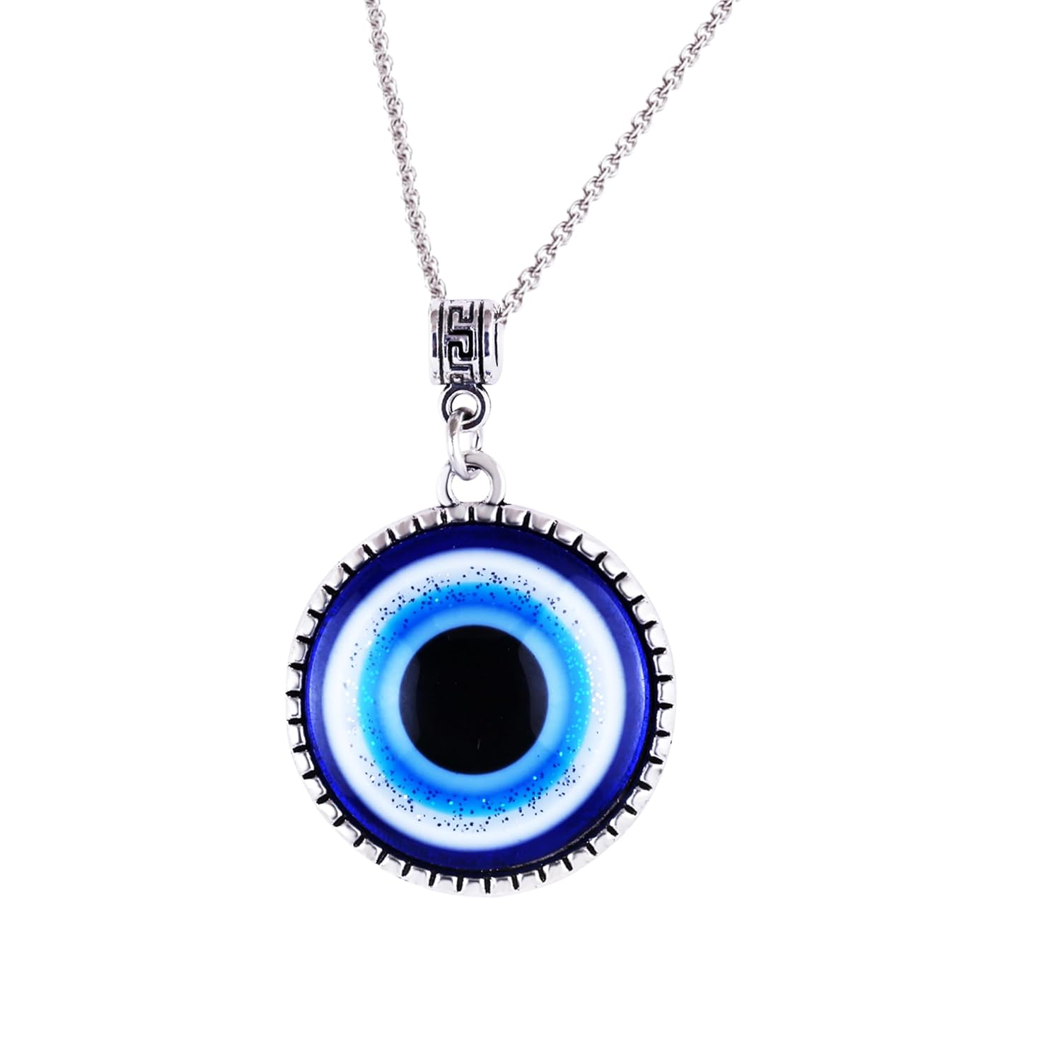 Amaal Evil eye Chain Pendant for Men Black Silver Necklace for Boys Mens boyfriend gents Boy girls Women Unisex Stainless Steel platinum Chains Locket Valentine Titanium Stylish Pendant-A413 - Image 2