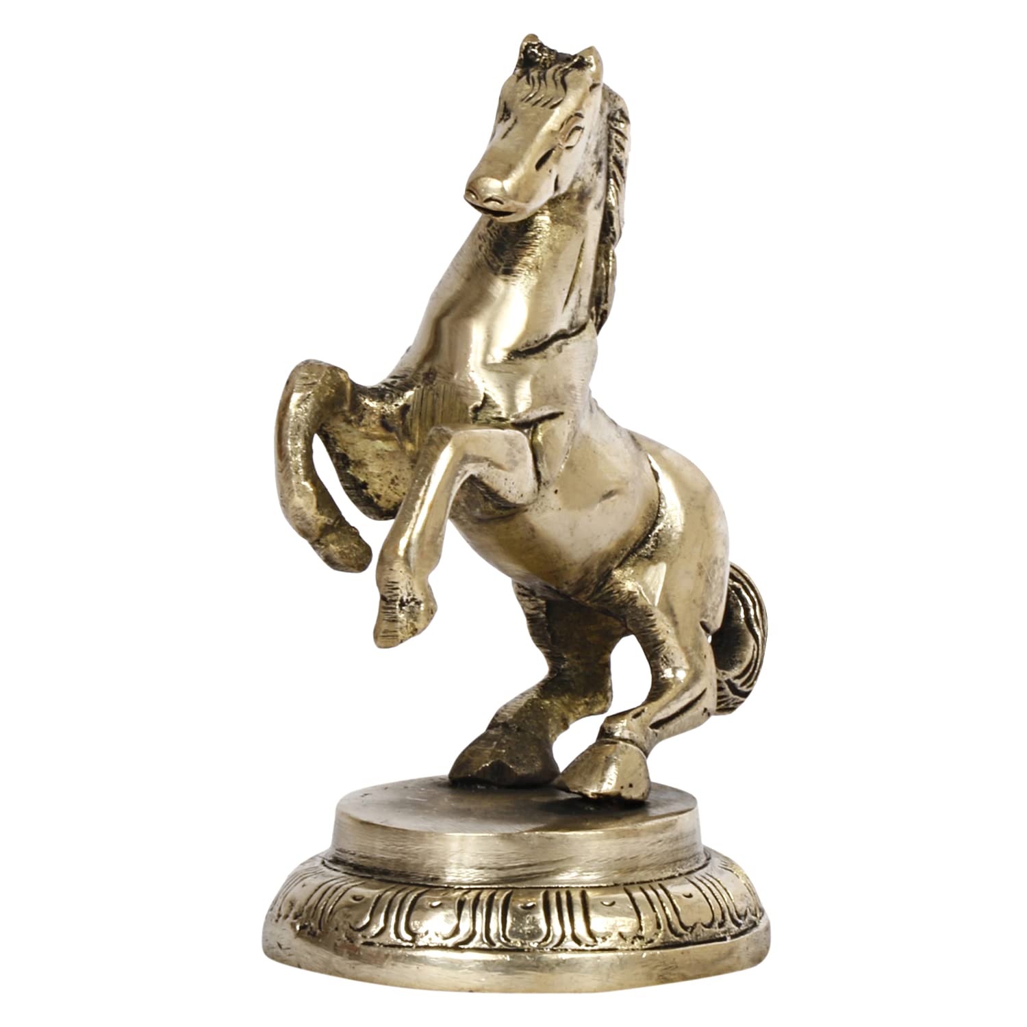 ARTVARKO Brass Horse with Uplifted Legs Standing Tableware Showpiece Home Decor Vastu Statue, 12 X 10 X 6 Cm, Gold - Image 5