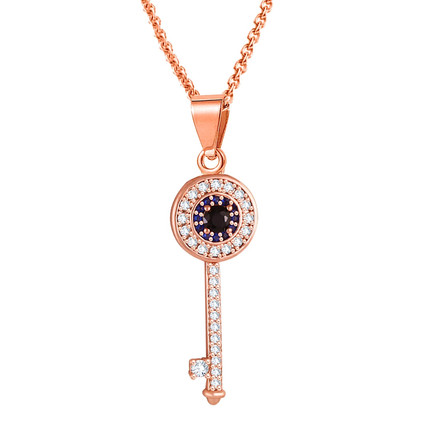 MEENAZ Pendant For Women Girls Ladies girlfriend Wife Evil eye Necklace locket Rose Gold Necklace AD CZ Necklace Diamond Pendants chains Valentine gifts Birthday Gift propose lovers love-370 - Image 3