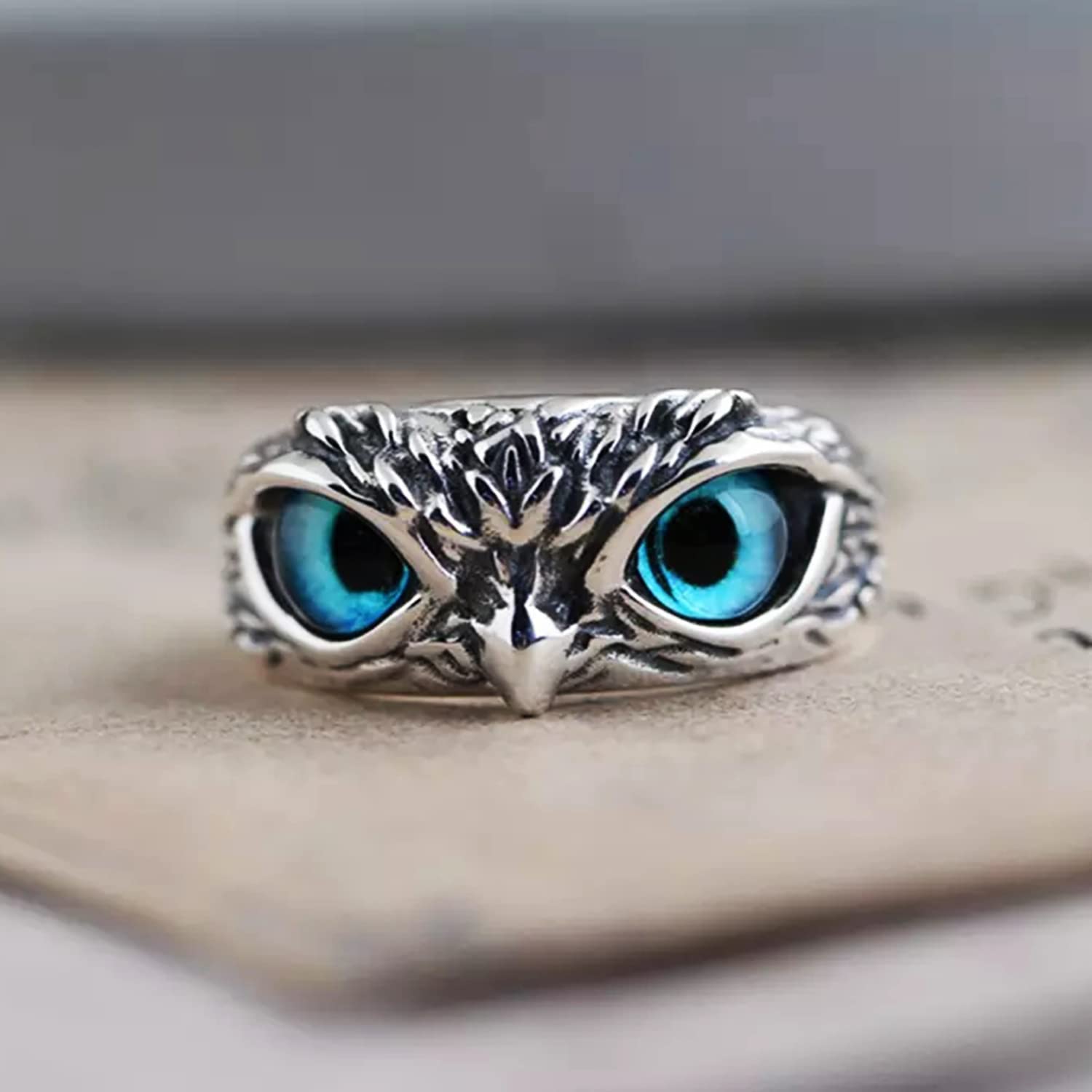 SONI DESIGNS Owl Eye Ring for Men Women girls boys boyfriend Adjustable Evil Eye Owl Ring Owl Ring Open Animal Rings Statement Finger Ring - Image 5