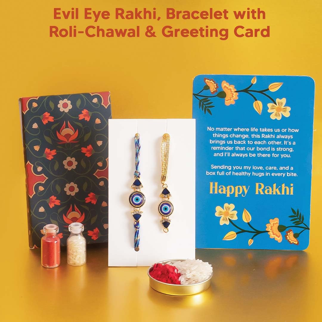 14- Item Jute Tray Rakhi Gift for Bhaiya Bhabhi – Sustainable Gift Hamper with Evil-Eye Rakhi & Bracelet – Dry-Fruit Chocolate Laddoos, Chocolate Coated Nuts, Scented Candles & Planner & more - Image 6