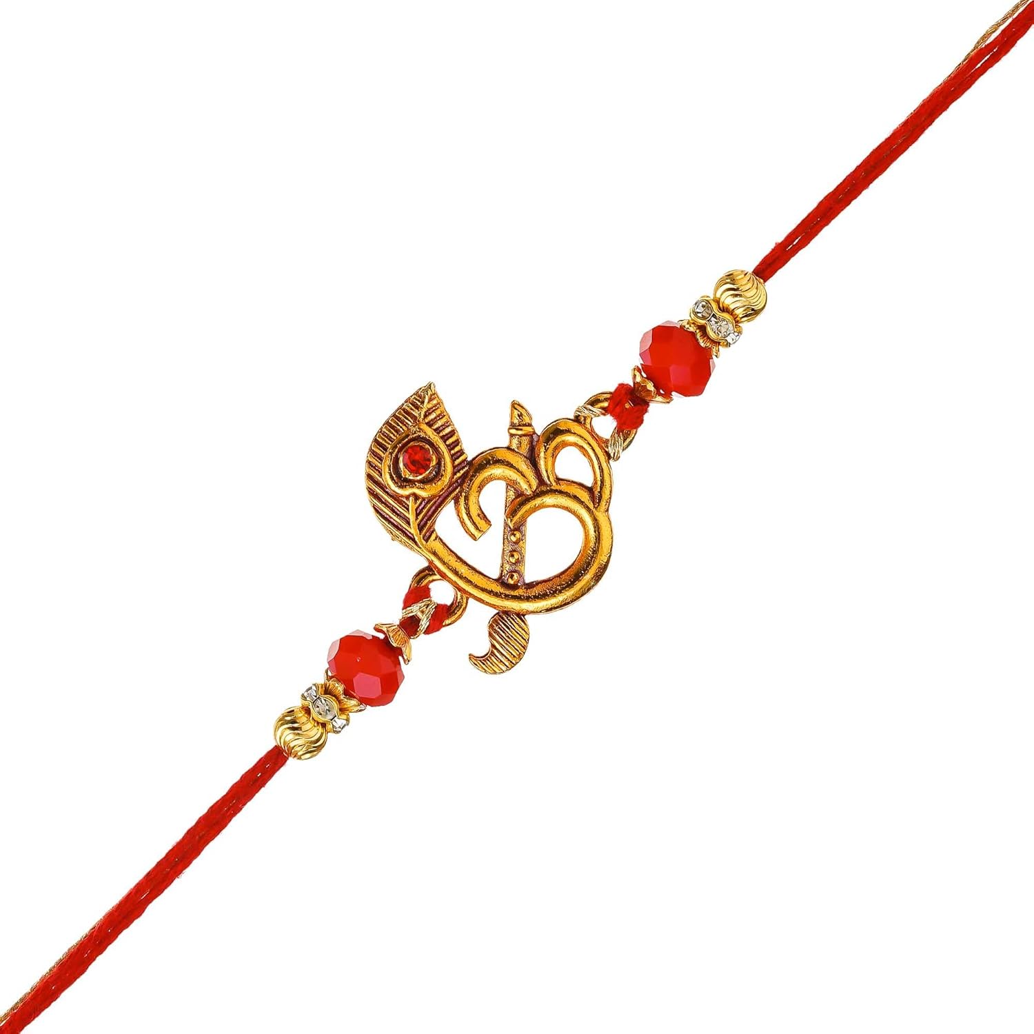 eCraftIndia Peacock Feather Flute Om Rakhi for Brother | Raksha Bandhan Rakhi for Bhai Bhaiya | Best Bro Ever Fridge Magnet | Roli Chawal Pack - Image 8