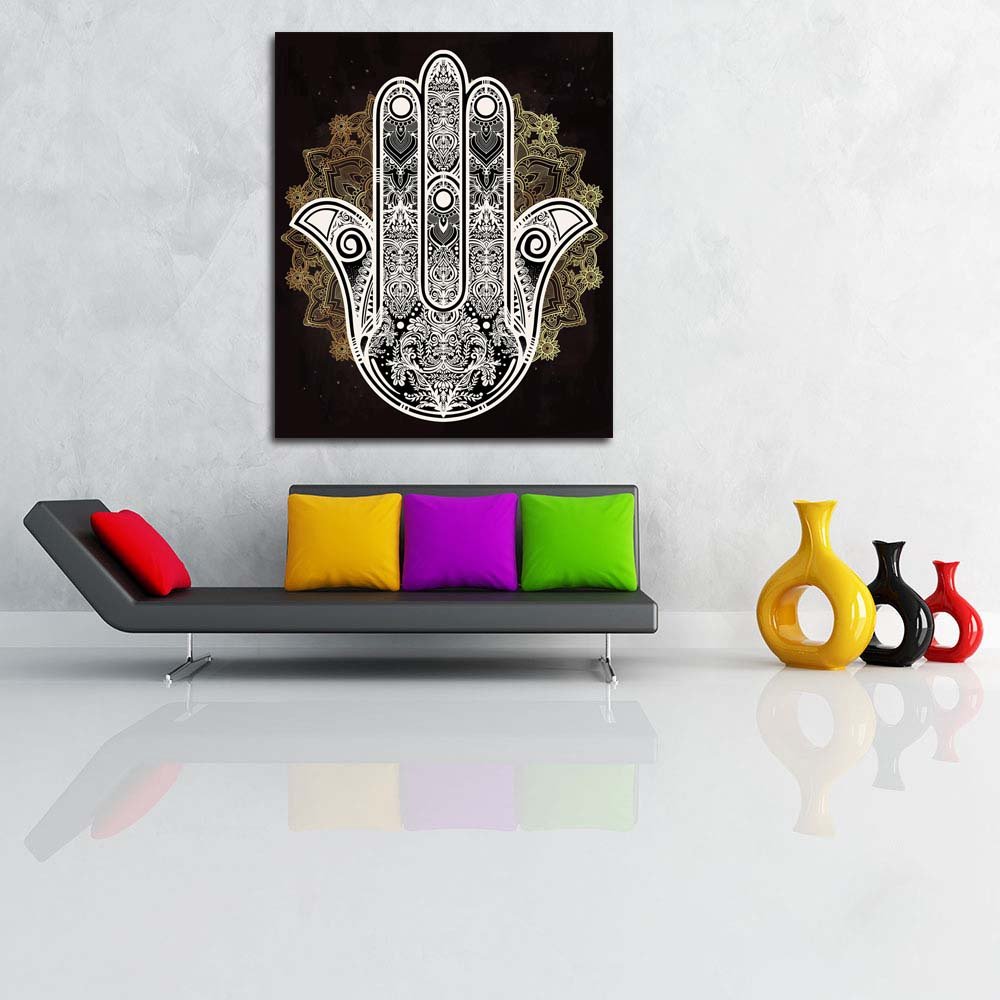 Pitaara Box Hamsa Hand Of Fatima Arabic Jewish Cultures D3 | Unframed Canvas Painting for Bedroom & Living Room | 28 x 33.6 inch (71 x 85 cms) - Image 8
