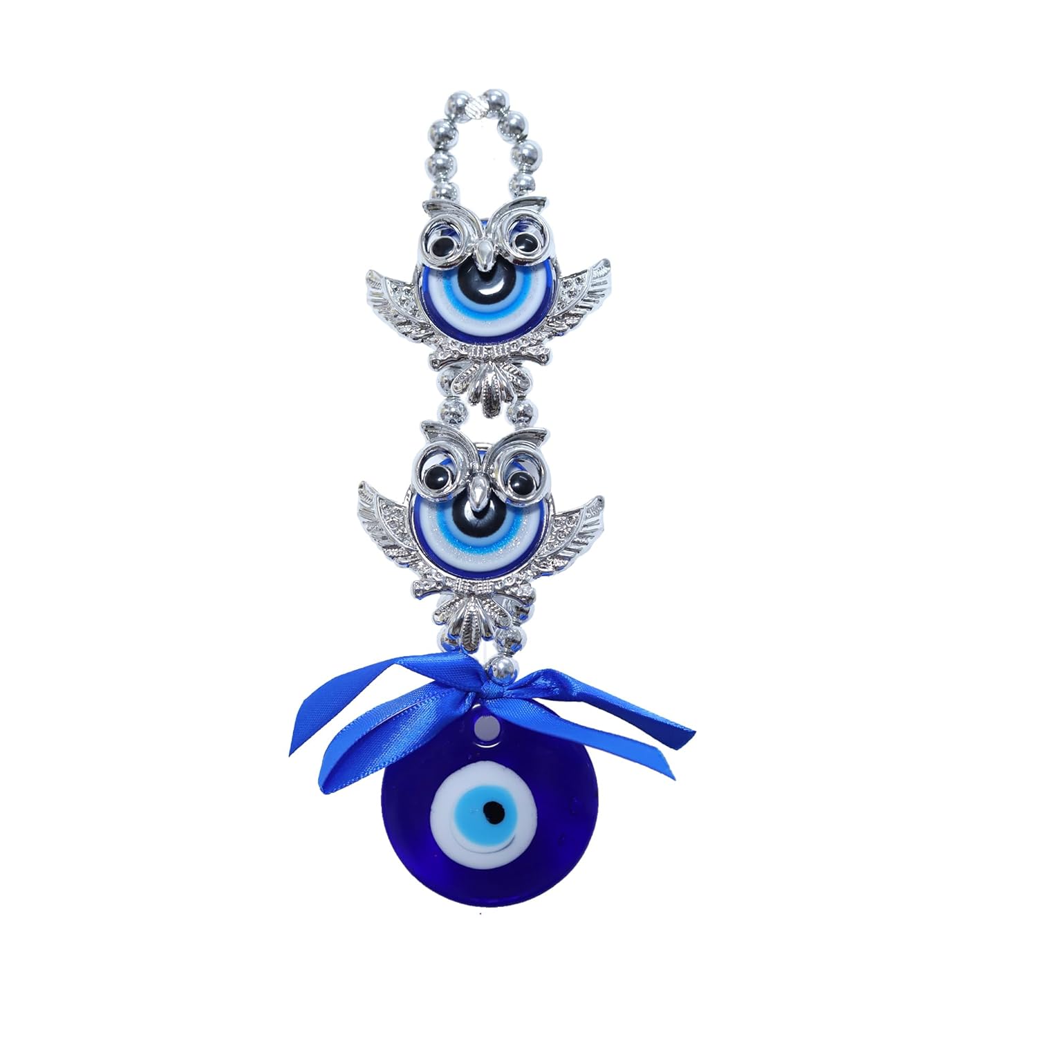 2 Owl Evil Eye Wall Hanging for Home Decor & Protection | 2 Owls with Blue Evil Eyes for Good Luck and Positive Vibes | Blue - Image 2