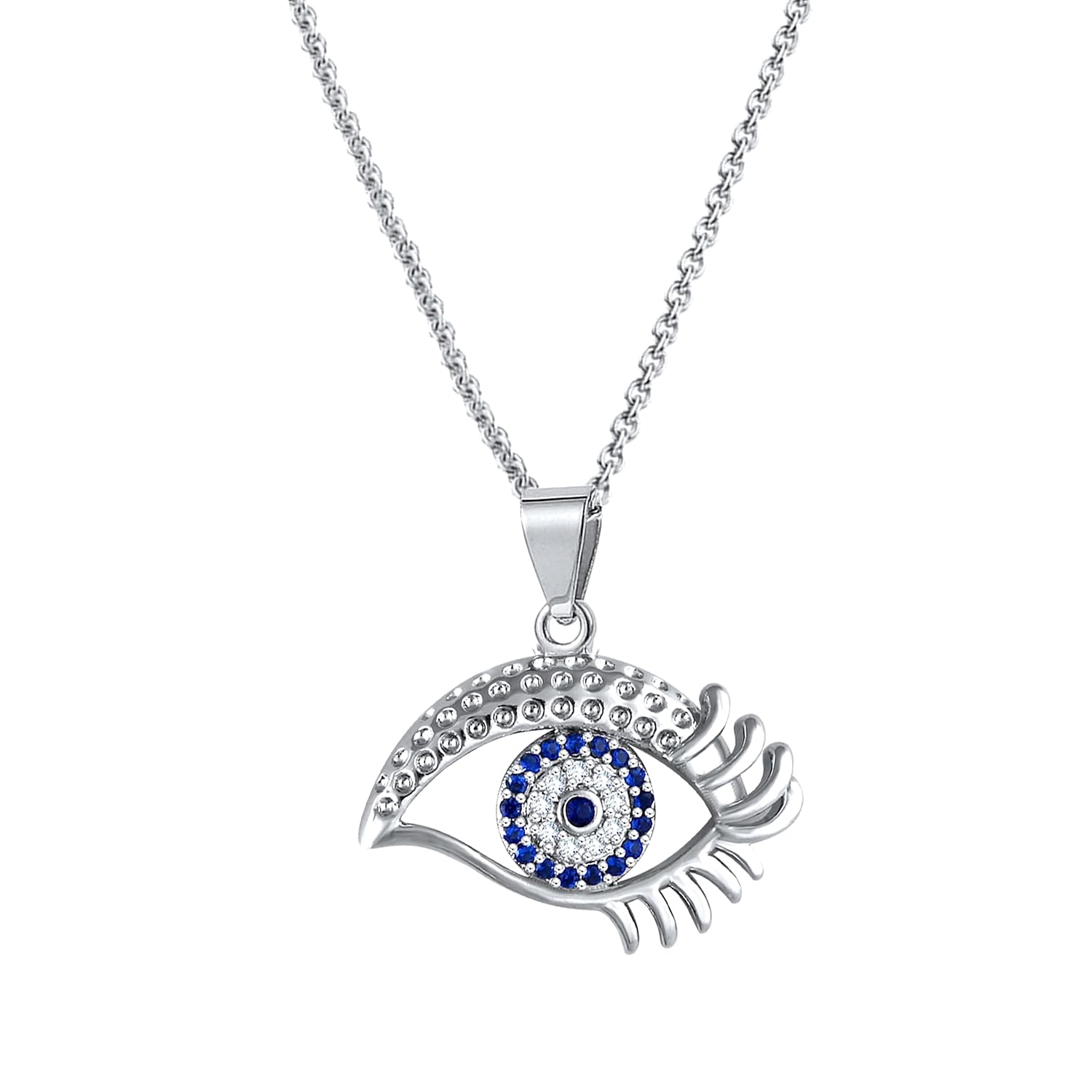 MEENAZ Pendant For Women Girls Ladies girlfriend Wife Evil eye Necklace hand locket Rose Gold Necklace AD CZ Necklace Diamond Pendants chains Valentine gifts Birthday Gift propose lovers love-398 - Image 3