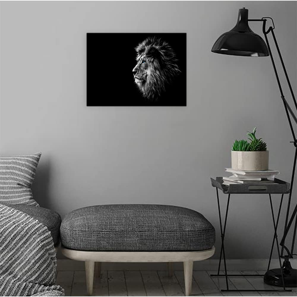VERRE ART Wood Framed Canvas - Wall Decor for Living Room, Bedroom, Office, Hotels, Drawing Room (14in X 10in) - Blue Eye Lion - Image 2