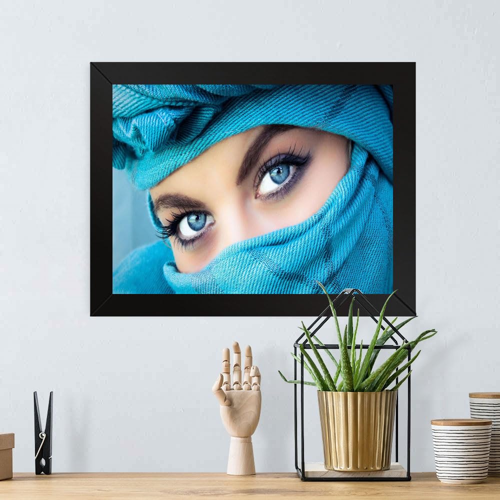 GADGETS WRAP Printed Photo Frame Matte Painting for Home Office Studio Living Room Decoration (17x11inch Black Framed) - Blue Eyes Blue Eyes - Image 2