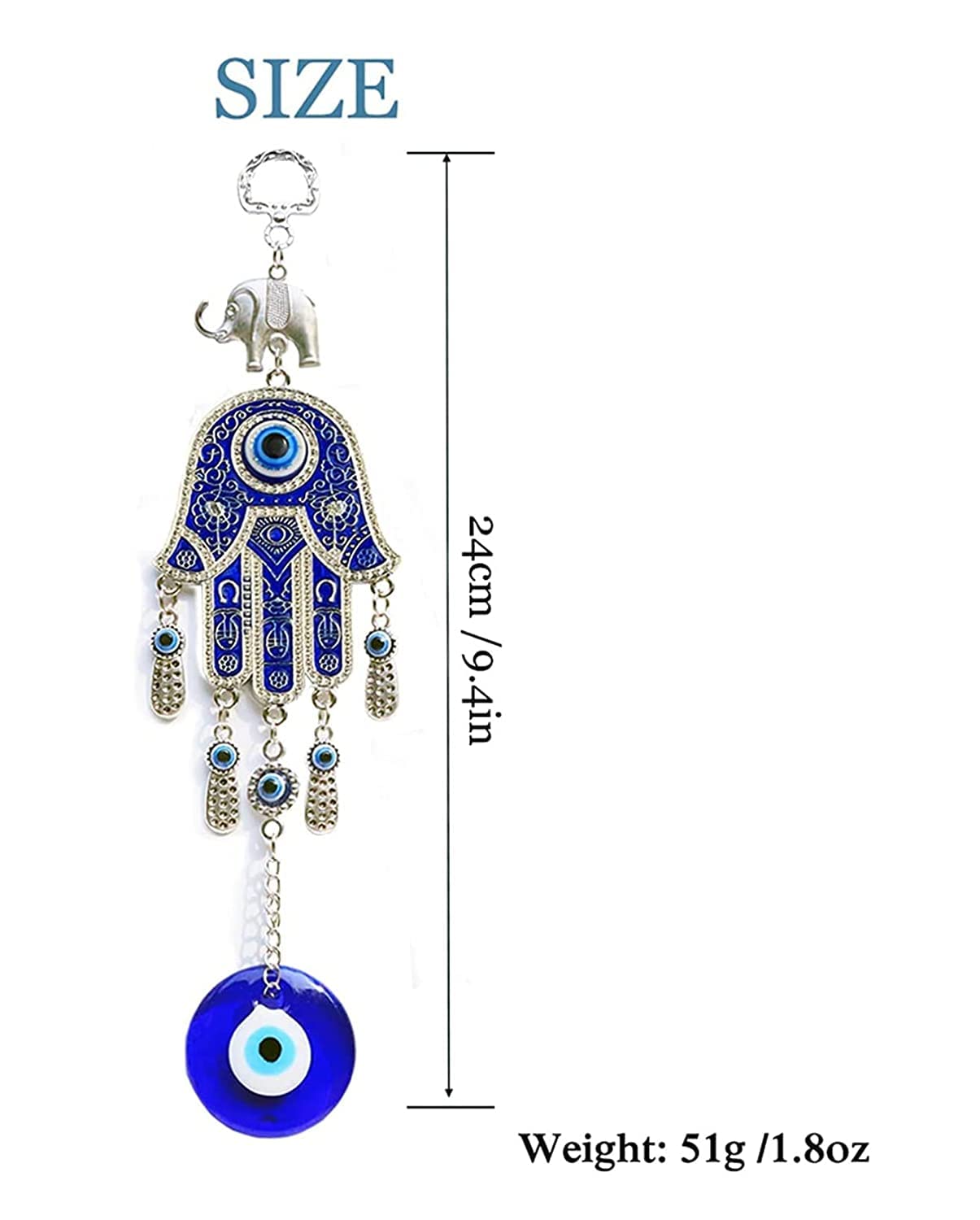 BLUE BEADS Home & Decor Evil Eye Hanging Hamsa 9. Inches Pendant Decoration, Lucky Hamsa Hanging Ornament Amulet for Car, Home and Office for Protection and Blessing - Image 4
