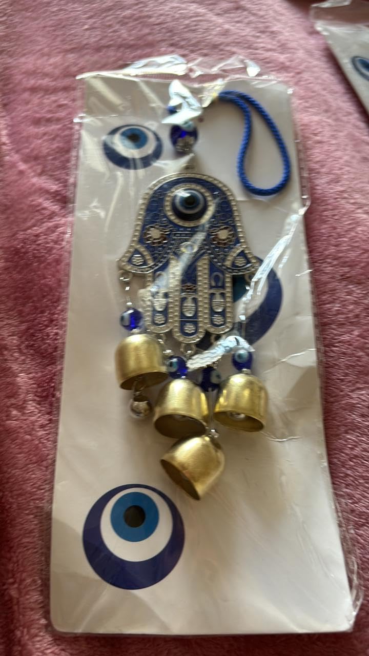 PARASHER Vedic SHOPP Blue Evil Eye Nazar Battu with Big Size Hamsa Palm Design with Big Eye Home Decor Wall Hanging| Hanging for Home Car and Office | Good Luck and Prosperity - Image 3