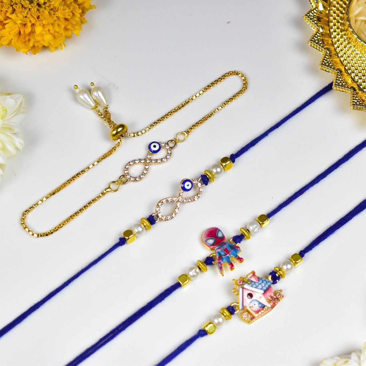 Haathka Homes Rakhi Set for Brother and Bhabhi with Evil eye Bracelet and 2 Rakhi for Kids- Celebrate Rakshabandhan with this 2 kids rakhi boys- Perfect Rakhi combo set with gift - Image 5