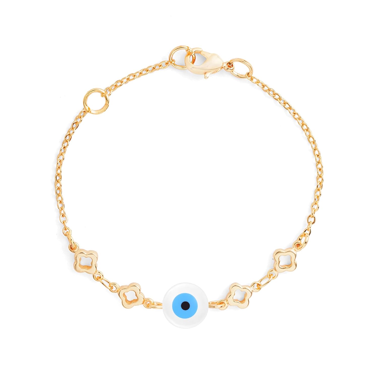 MINUTIAE Round Evil Eye Nazariya Plated Link Bracelet For Womens and Girls - Image 2