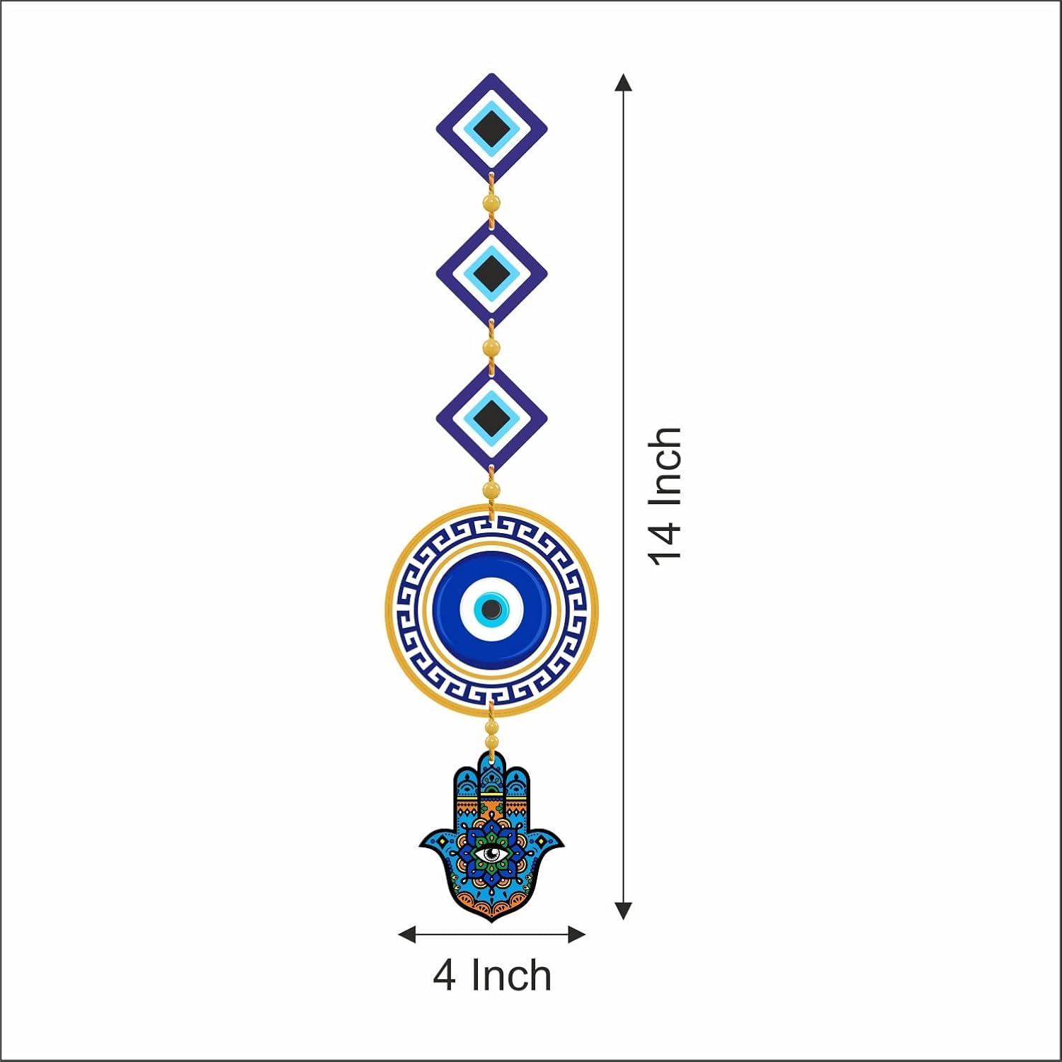 DIYANSH ENTERPRISES Evil Eye Wall Hanging with Hamsa Hand | Nazar Battu Decor for Home Protection | Blue Turkish Evil Eye Decorative Charm for Door, Balcony, Living Room - Image 5