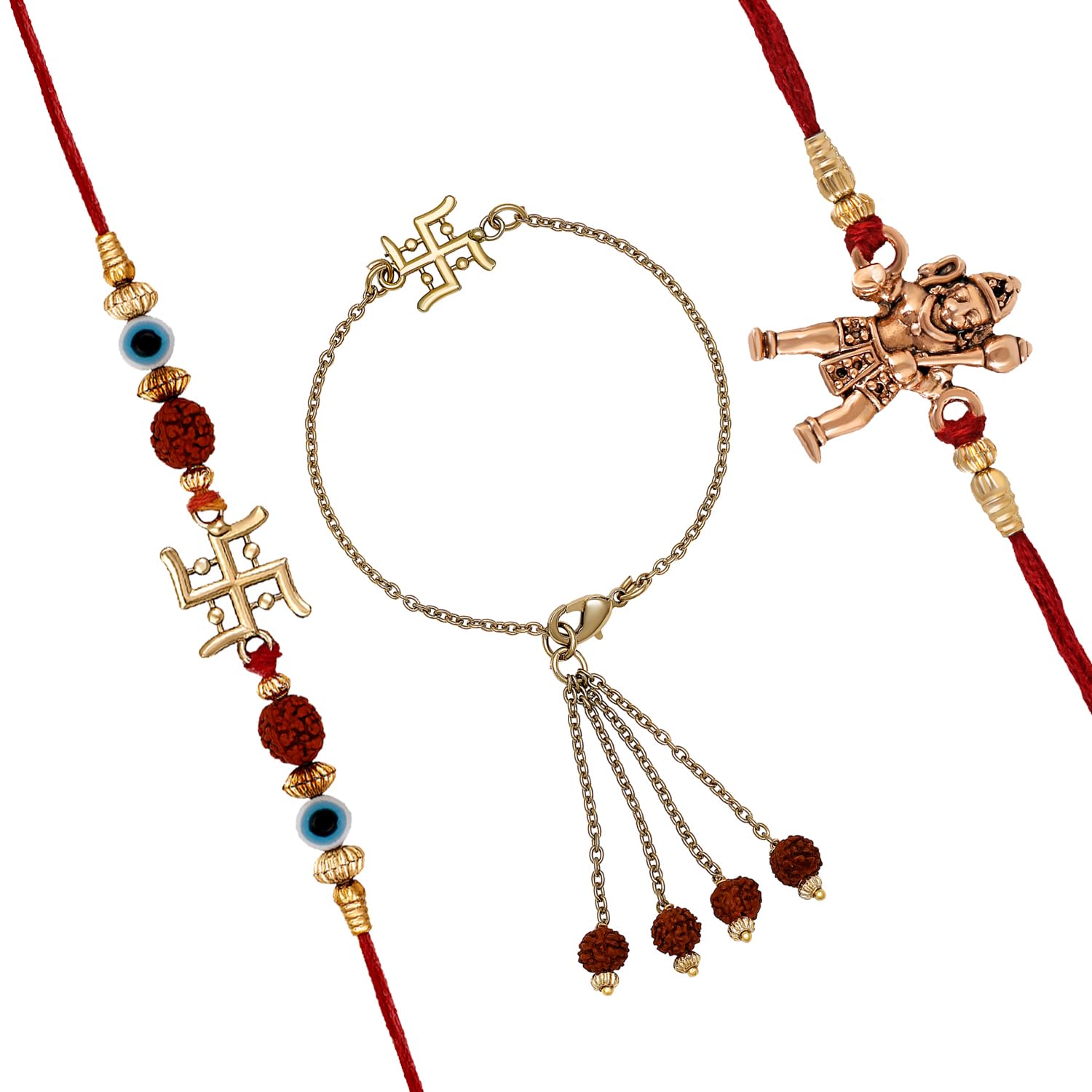 Mahi Meenakari Work Combo of Bhaiya Bhabhi Bhatija Rakhi (PARCOLB1105567PR) - Image 2