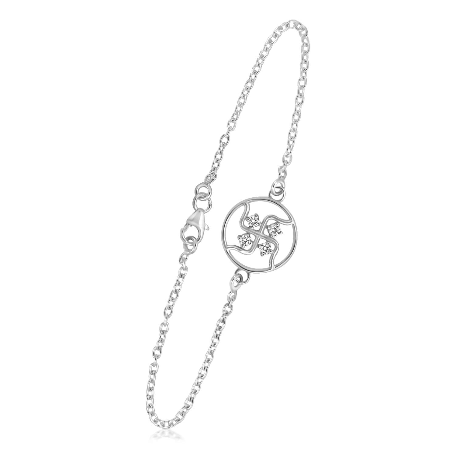 Arihant Gems and Jewels® 925 Silver Swastik/Om/Lotus/Ganesha Bracelet/Rakhi For Brother/Bhai/Bhaiya/Bro For Raksha Bandhan - Image 2