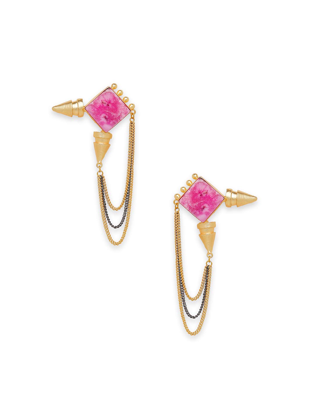 MOONDUST Semi Precious look Gemstone Fancy Latest & Designer Tassel Earrings for Women (MD_63) - Image 2