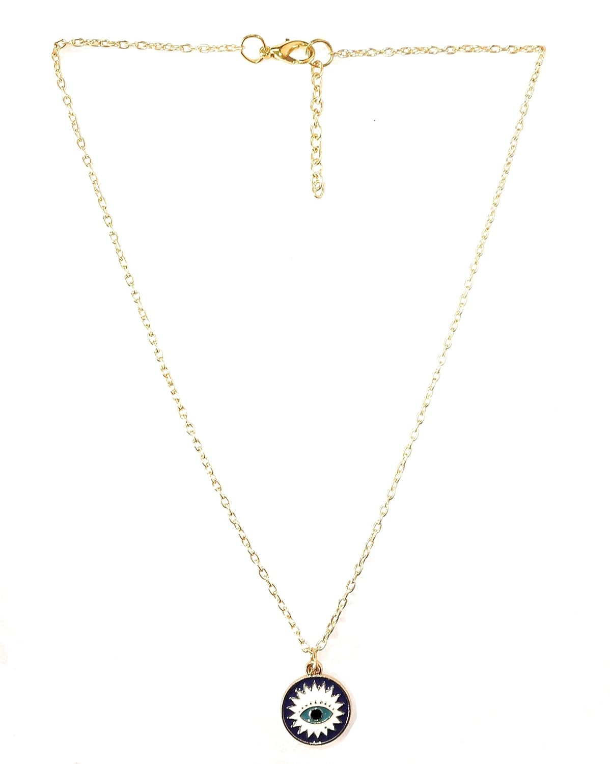 Santosh Enterprise Gold Plated Evil Eye Pendant With Chain Necklace Set For Women. - Image 3