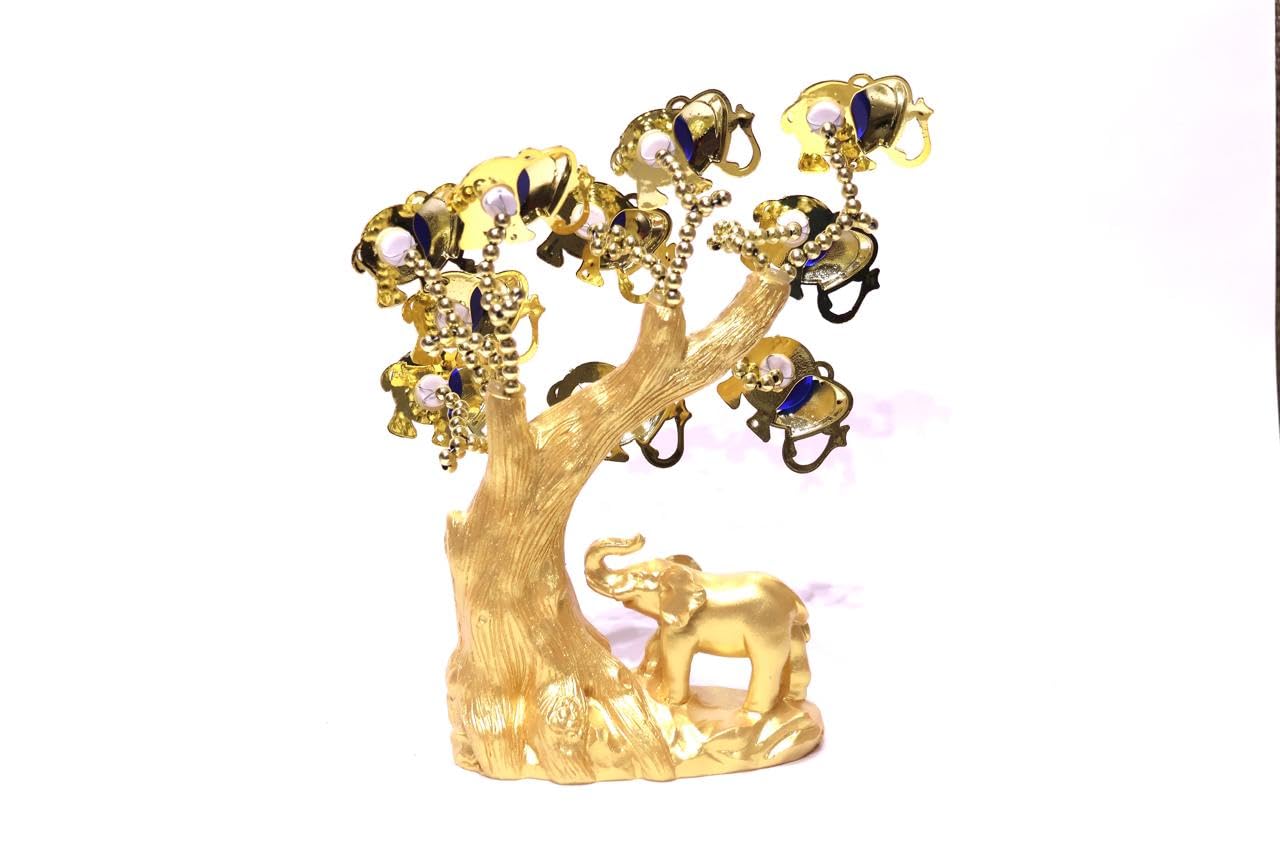 The Antique studio by SS Global Gold Evil Eye Tree Ornament with Elephant – Blue Evil Eye Beads, Decorative Lucky Charm for Protection & Prosperity - Image 3