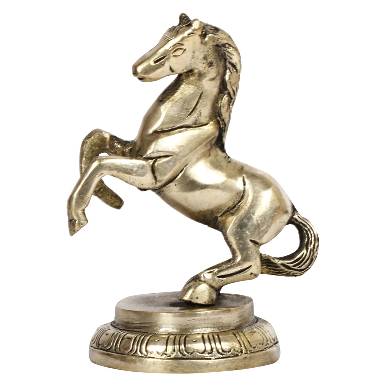 ARTVARKO Brass Horse with Uplifted Legs Standing Tableware Showpiece Home Decor Vastu Statue, 12 X 10 X 6 Cm, Gold - Image 4