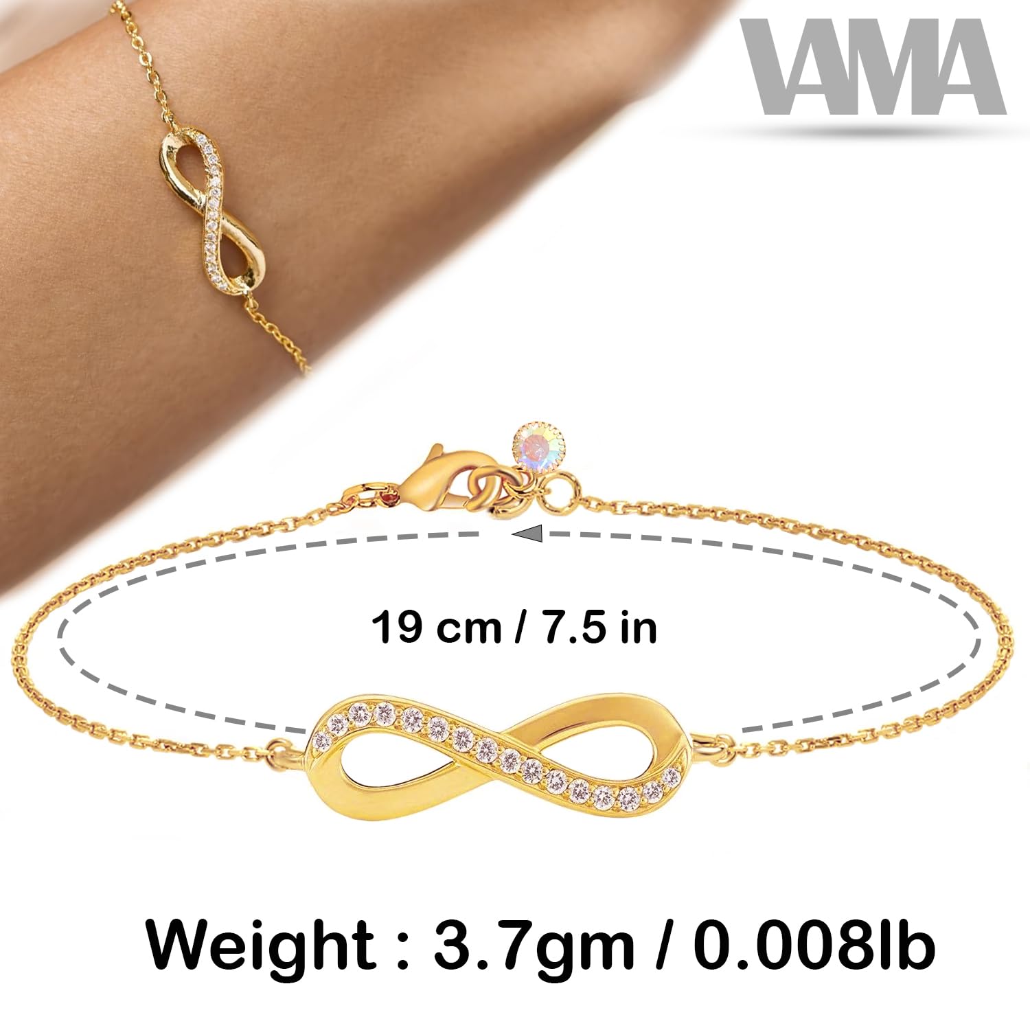 VAMA FASHIONS Traditional Adjustable Stylish Infinity Charm Chain Bracelet for Women & Girls - Image 5