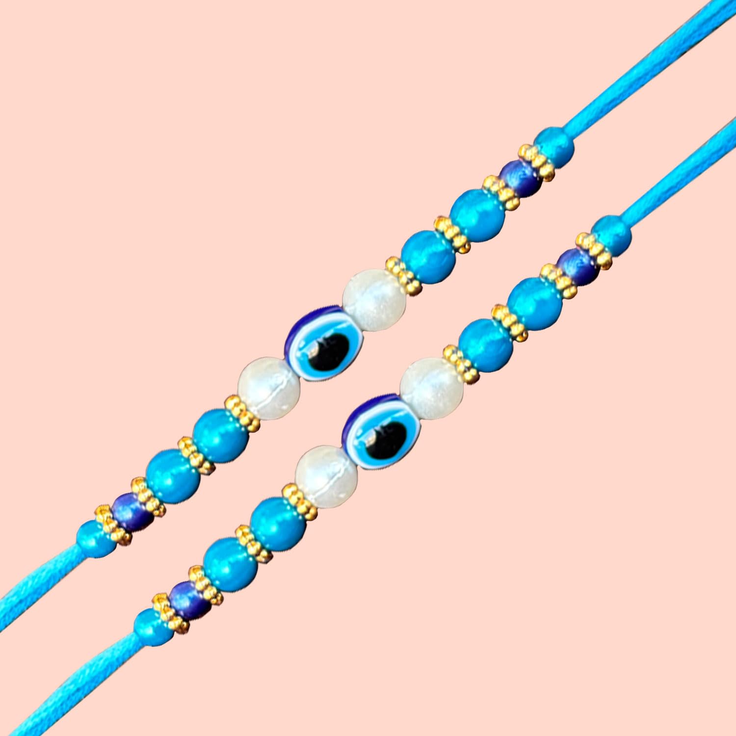 AWANI TRENDS Evil Eye Rakhi Combo With Roli chawal and Rakshabandhan Greeting card For Men (2EV) Set of 2 Rakhis - Image 4