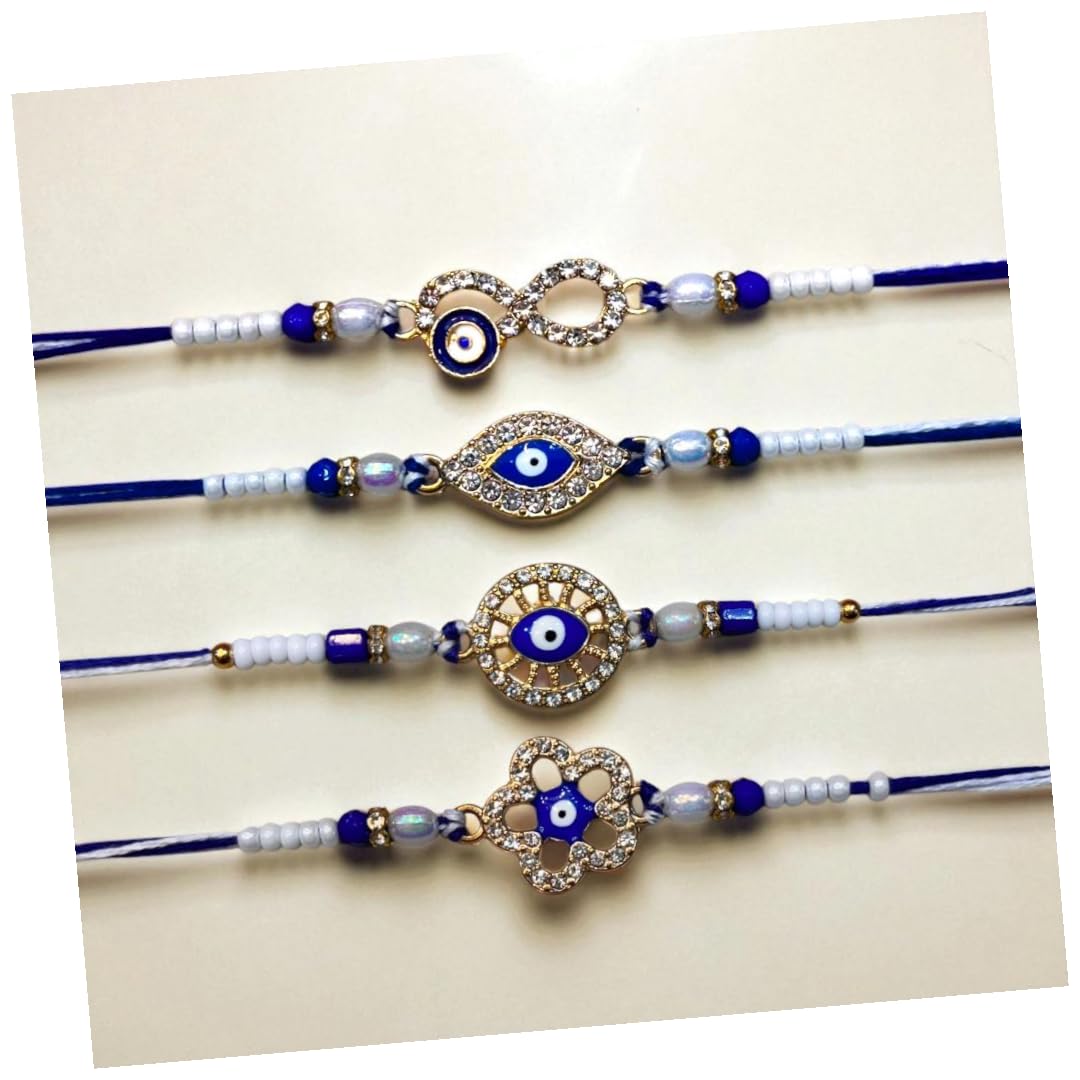 PATWA TRADERS Blue Evileye Rakhi For Brother - Image 2