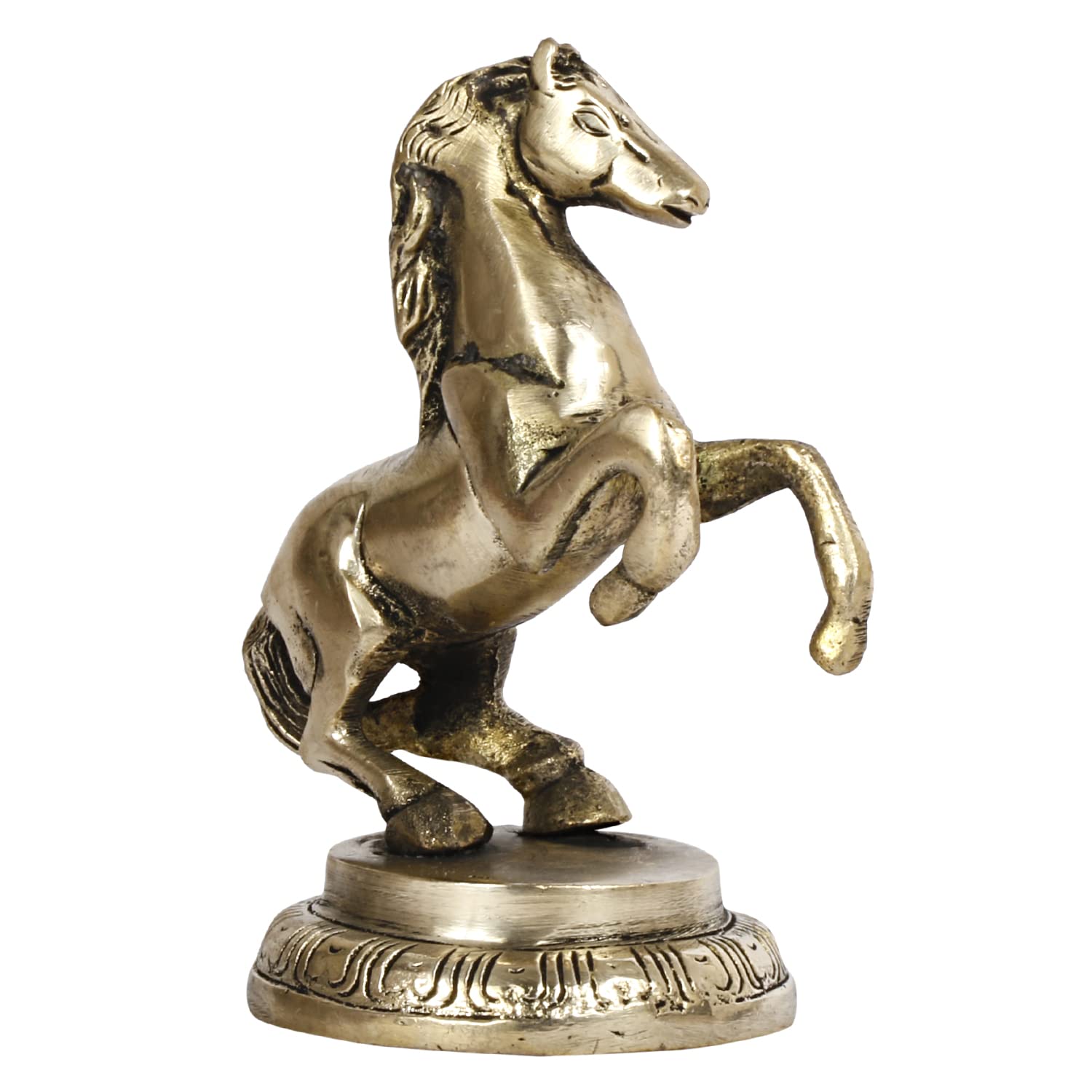 ARTVARKO Brass Horse with Uplifted Legs Standing Tableware Showpiece Home Decor Vastu Statue, 12 X 10 X 6 Cm, Gold - Image 3