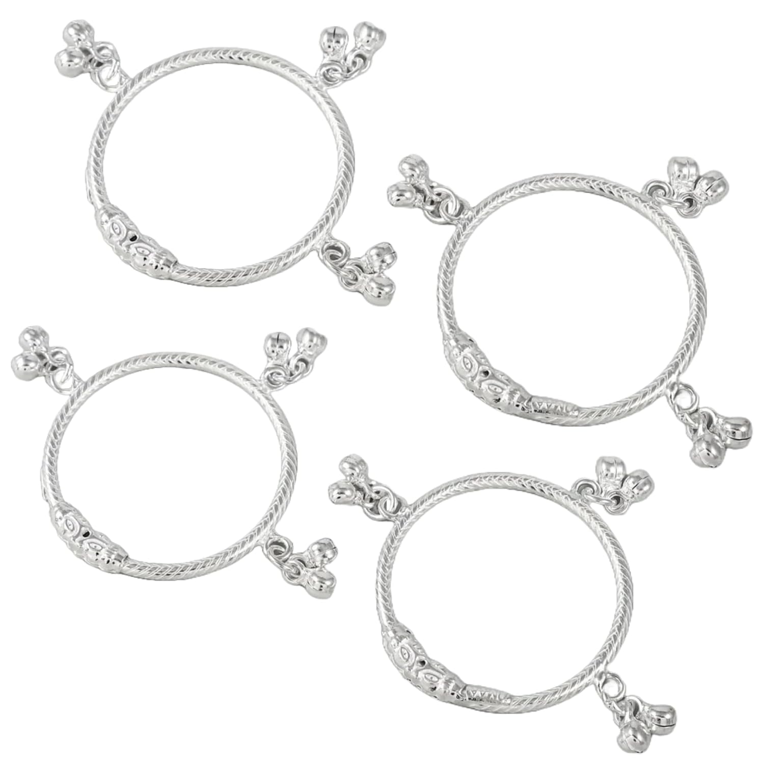 Kailash Creation Baby Nazariya & Ghungroo Bracelets/Kada for Boys & Girls (0–5 Years) | Adjustable Black & White Thread, Silver-Plated Beads, Ghungroo Charms - Image 2