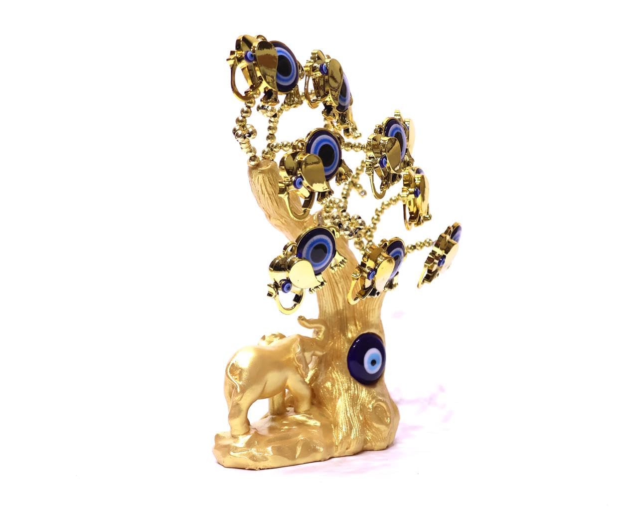 The Antique studio by SS Global Gold Evil Eye Tree Ornament with Elephant – Blue Evil Eye Beads, Decorative Lucky Charm for Protection & Prosperity - Image 5