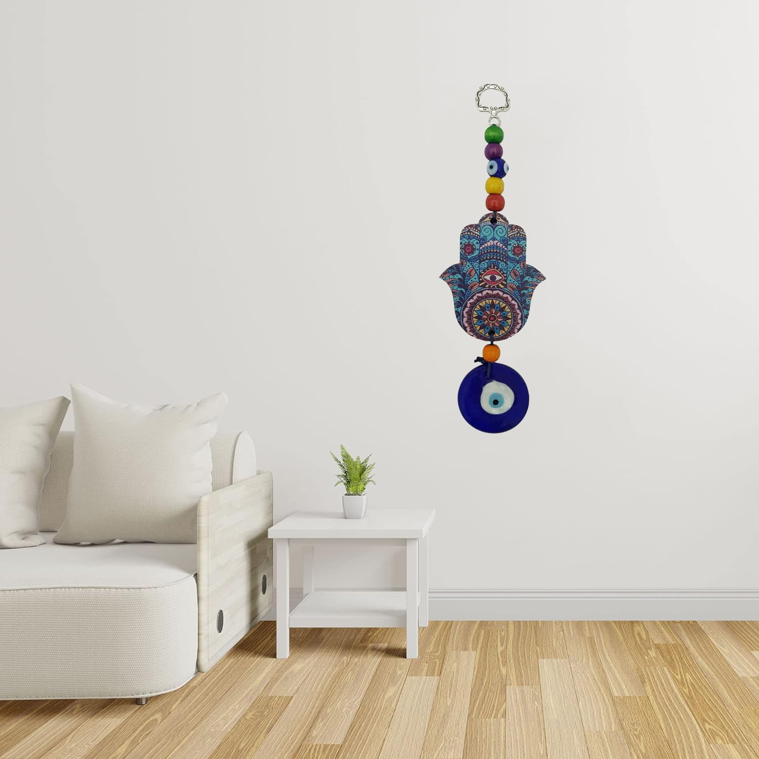 Turkish Hamsa Hand Blue Evil Eye Wall Hanging for Home Entrance Door Car Office Feng Shui Nazar Battu Pendant Ornament Good Luck Charm and Prosperity Decorative Gift Items - Image 2