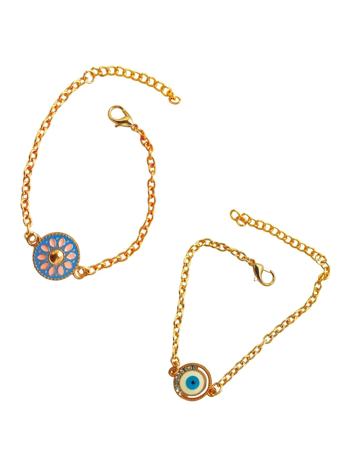 FemmibellaSet Of 2 Gold Plated Evil Eye Bracelet|Navy Blue Bracelet For Women| Bracelet Combo Set For Girls - Image 5