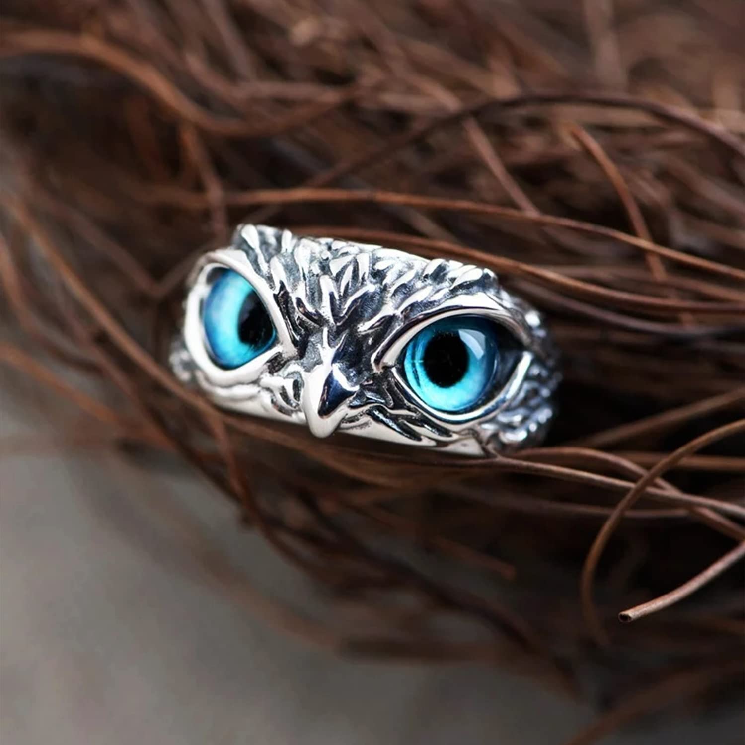 SONI DESIGNS Owl Eye Ring for Men Women girls boys boyfriend Adjustable Evil Eye Owl Ring Owl Ring Open Animal Rings Statement Finger Ring - Image 4