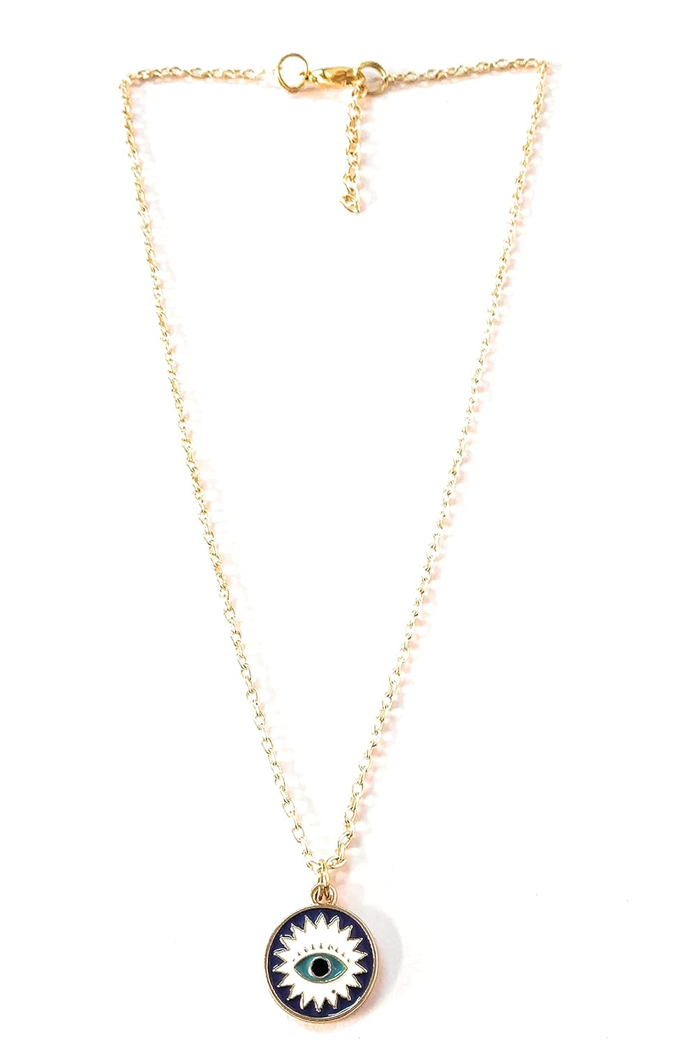 Santosh Enterprise Gold Plated Evil Eye Pendant With Chain Necklace Set For Women. - Image 5