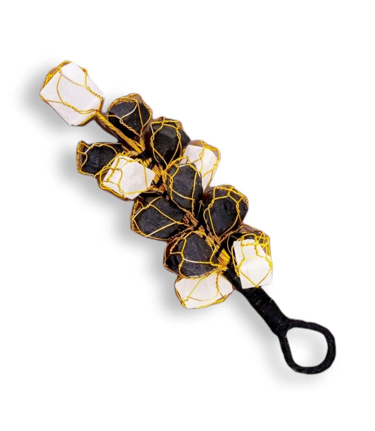 GEMTUB Natural Black Tourmaline & Selenite Hanging Ornament for Protection from Negative Energy & Evil Eye - Image 2