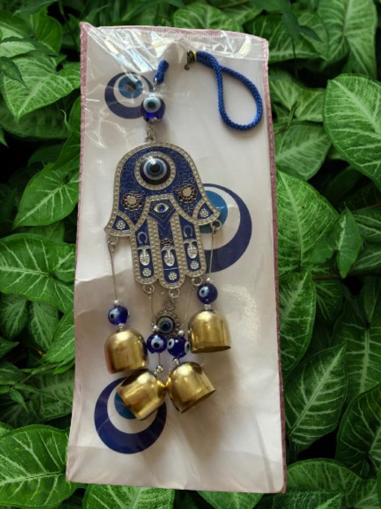 PARASHER Vedic SHOPP Blue Evil Eye Nazar Battu with Big Size Hamsa Palm Design with Big Eye Home Decor Wall Hanging| Hanging for Home Car and Office | Good Luck and Prosperity - Image 5