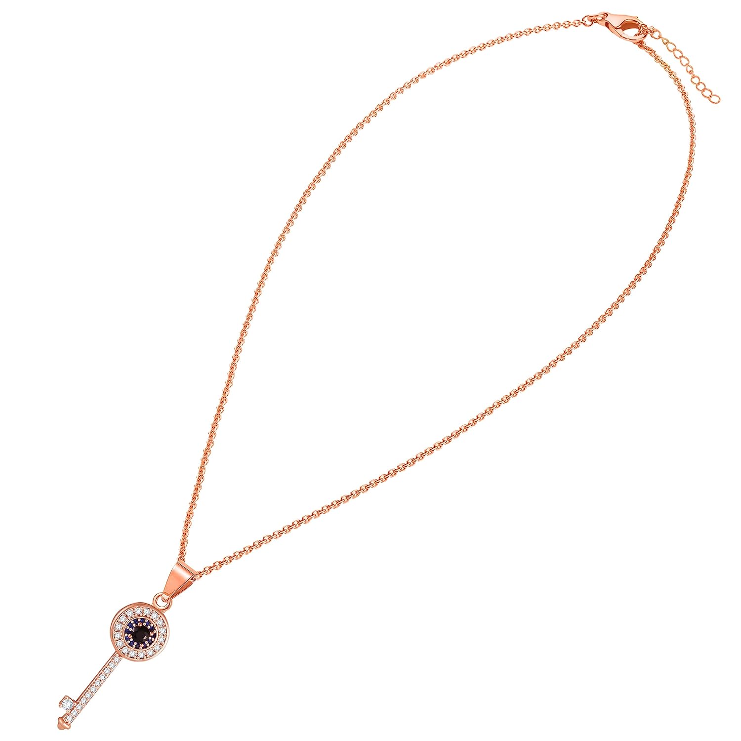 MEENAZ Pendant For Women Girls Ladies girlfriend Wife Evil eye Necklace locket Rose Gold Necklace AD CZ Necklace Diamond Pendants chains Valentine gifts Birthday Gift propose lovers love-370 - Image 2