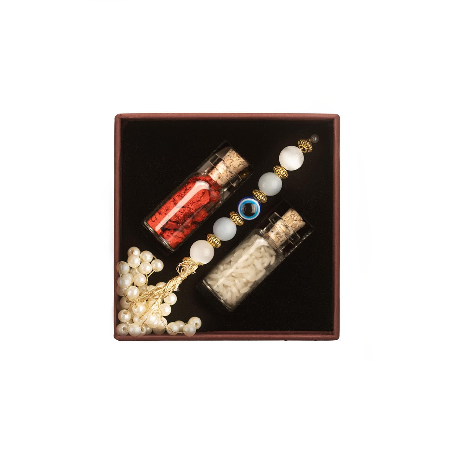 Mesmerize Angelite, Selenite & Evil Eye Rakhi for Brother | Protective Natural Stone Rakhi for Raksha Bandhan | - Image 2