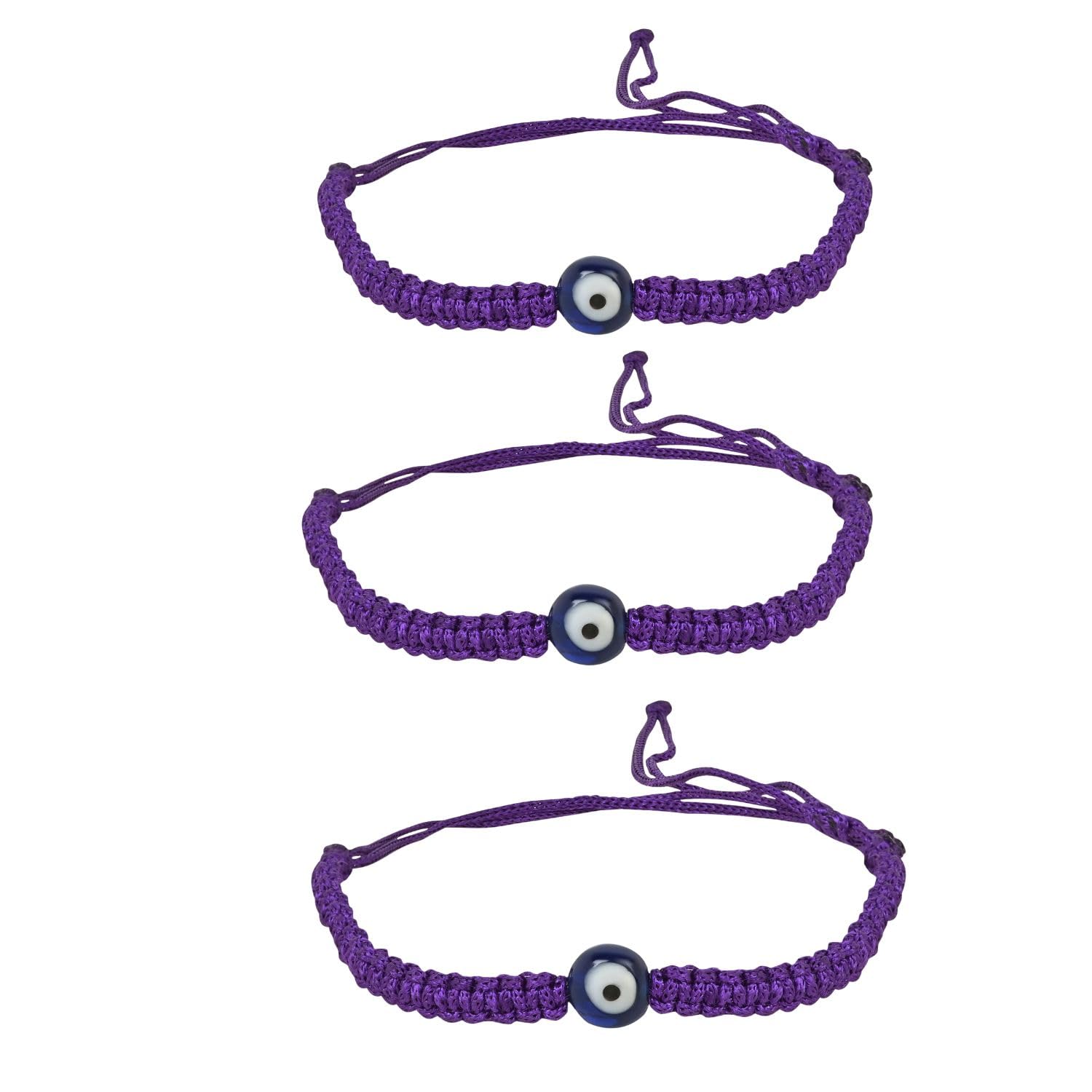 I Jewels Adjustable Black Thread Stylish Handmade Nazar Evil Eye Bracelet Rakhi For Brother/Men/Bro With Rakshabandhan Card (R139B-Pu-3) - Image 3
