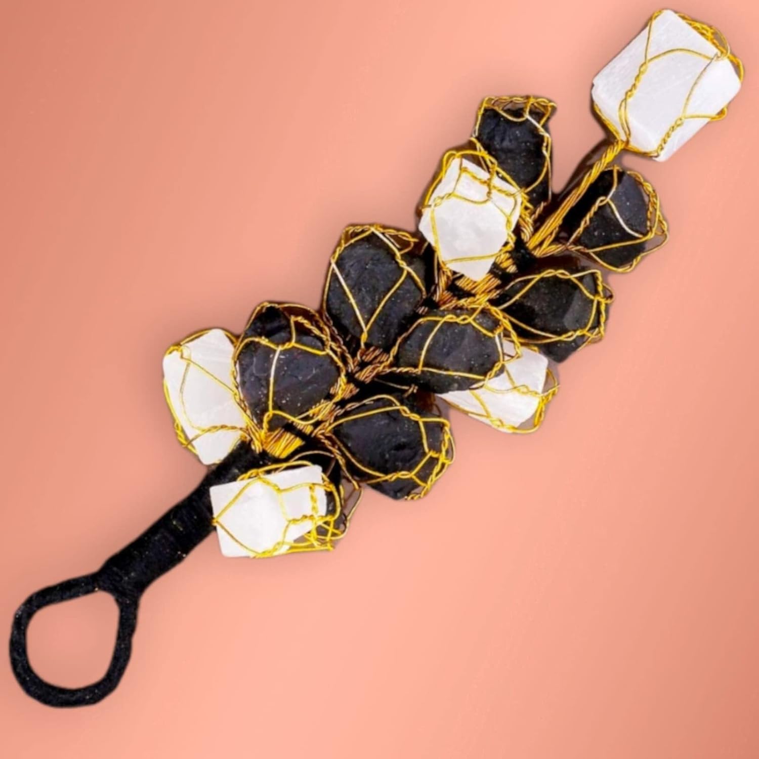 GEMTUB Natural Black Tourmaline & Selenite Hanging Ornament for Protection from Negative Energy & Evil Eye - Image 3