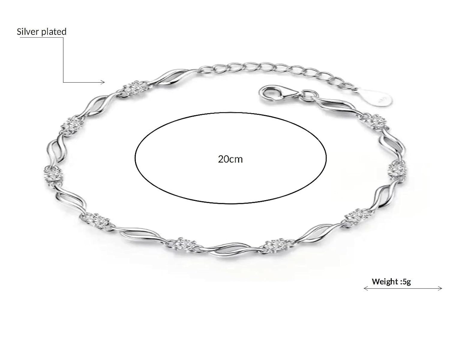 Nilu's Collection Glam up Your Look with Stylish 925 Silver-Plated Copper Bracelet for Women and Girls - Image 4