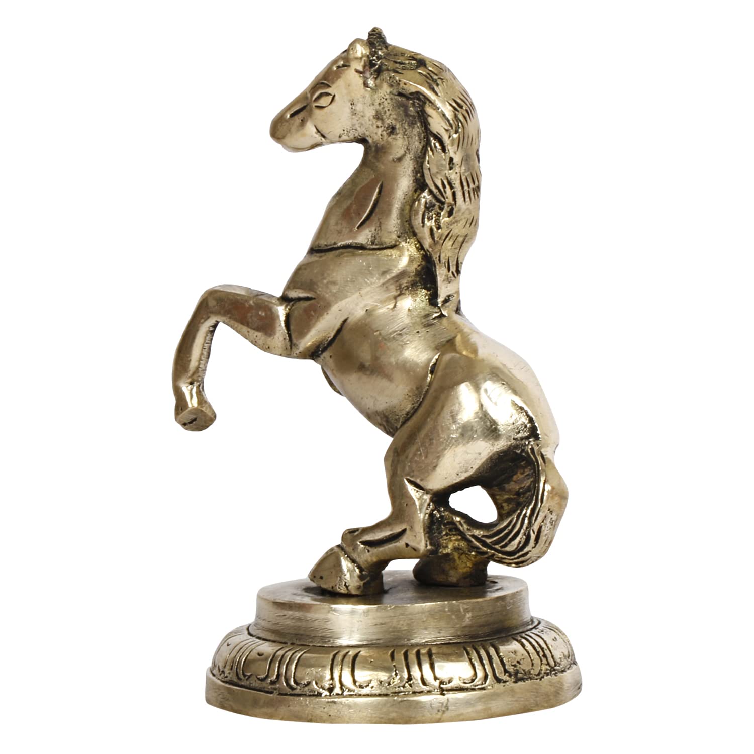 ARTVARKO Brass Horse with Uplifted Legs Standing Tableware Showpiece Home Decor Vastu Statue, 12 X 10 X 6 Cm, Gold - Image 7