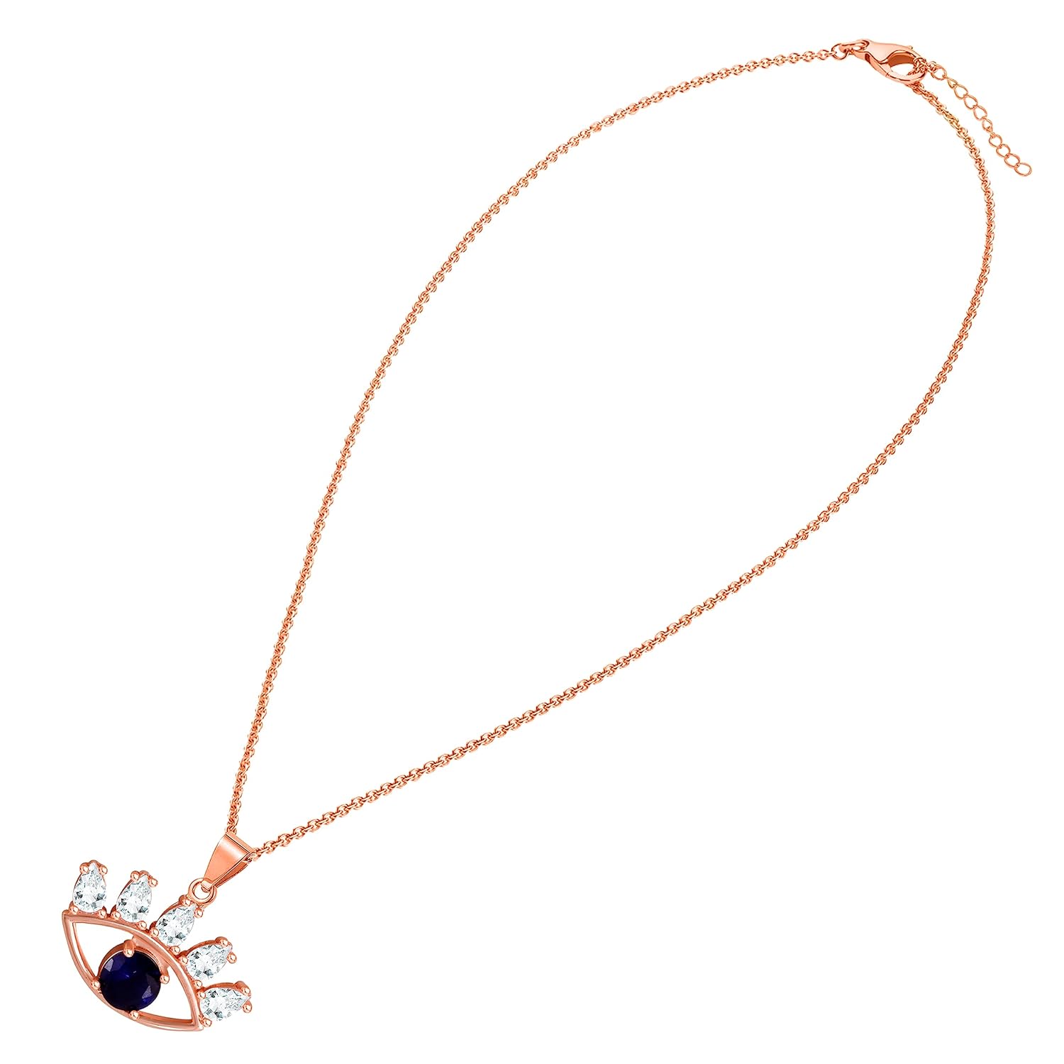 MEENAZ Pendant For Women Girls Ladies girlfriend Wife Evil eye Necklace hand locket Rose Gold Necklace AD CZ Necklace Diamond Pendants chains Valentine gifts Birthday Gift propose lovers love-388 - Image 2
