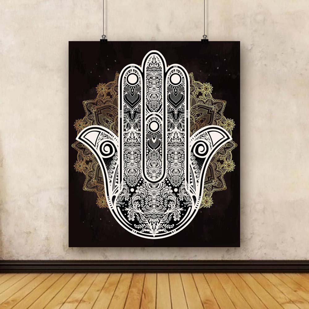 Pitaara Box Hamsa Hand Of Fatima Arabic Jewish Cultures D3 | Unframed Canvas Painting for Bedroom & Living Room | 28 x 33.6 inch (71 x 85 cms) - Image 4