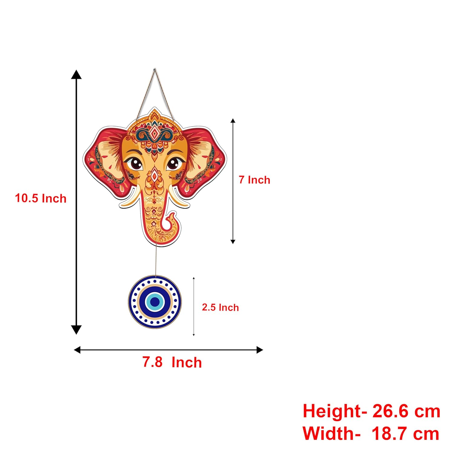 Gift Me Bazar Wooden Elephant Wall Hanging | Evil Eye Hanging Wall Decoration for Livingroom | Modern Artworks Items | Home Decoration Wall Art Decor - Image 5