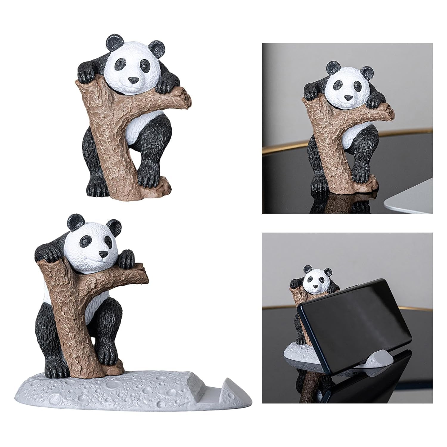Street27® Cute Panda Mobile Stand Showpiece for Home Décor Idols for Office Desk Table, Creative Phone Stand Holder Tabletop Statue for Gift Gifting Items Birthday Decoration (Cute Panda), Space - Image 3