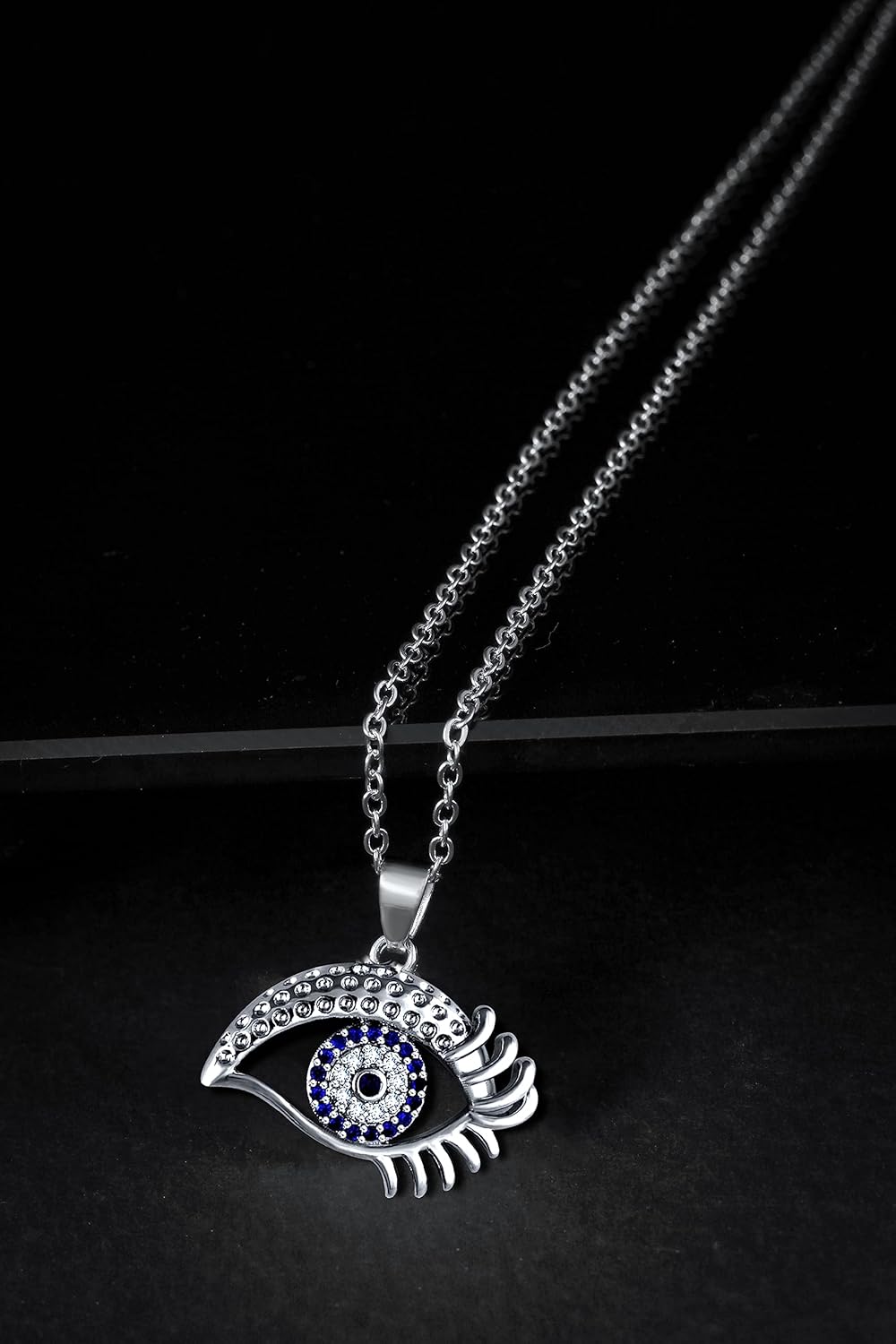 MEENAZ Pendant For Women Girls Ladies girlfriend Wife Evil eye Necklace hand locket Rose Gold Necklace AD CZ Necklace Diamond Pendants chains Valentine gifts Birthday Gift propose lovers love-398 - Image 4