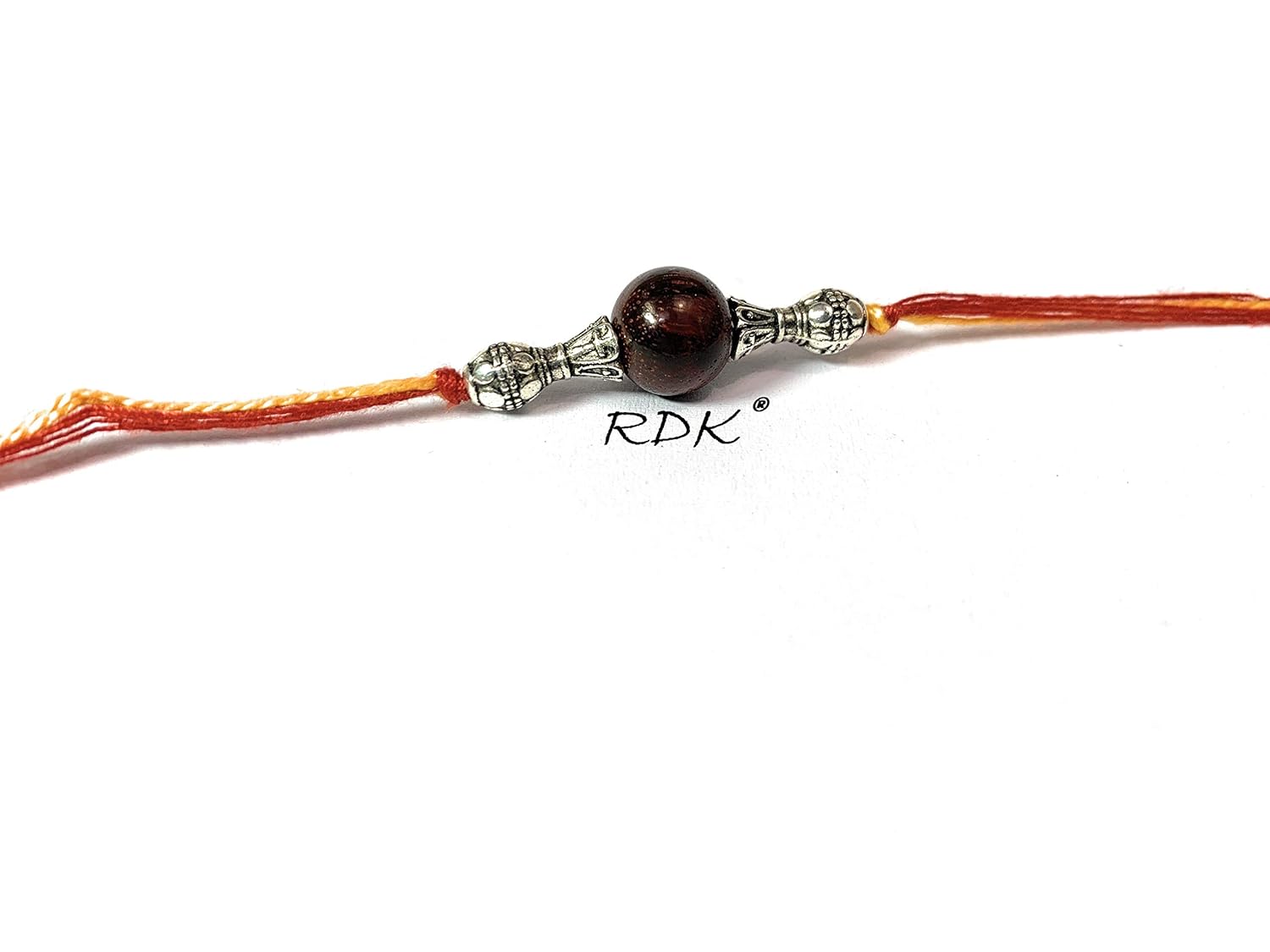 RDK Original Handcrafted Red & White Sandalwood Beaded Pattern Dora Rakhi Safed Lal Chandan Designer Rakshbandhan Rakhis for Bhaiya Brother - Image 3
