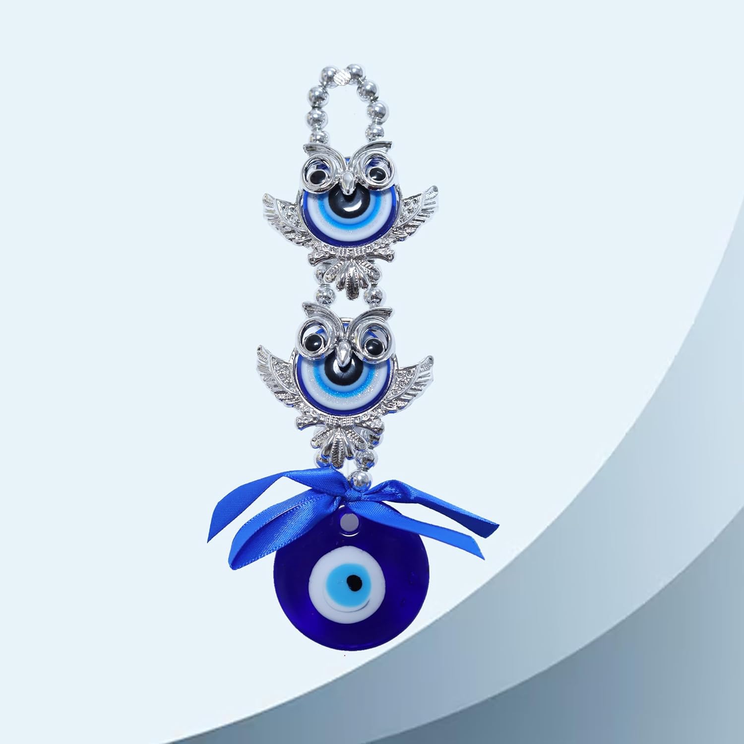 2 Owl Evil Eye Wall Hanging for Home Decor & Protection | 2 Owls with Blue Evil Eyes for Good Luck and Positive Vibes | Blue - Image 3