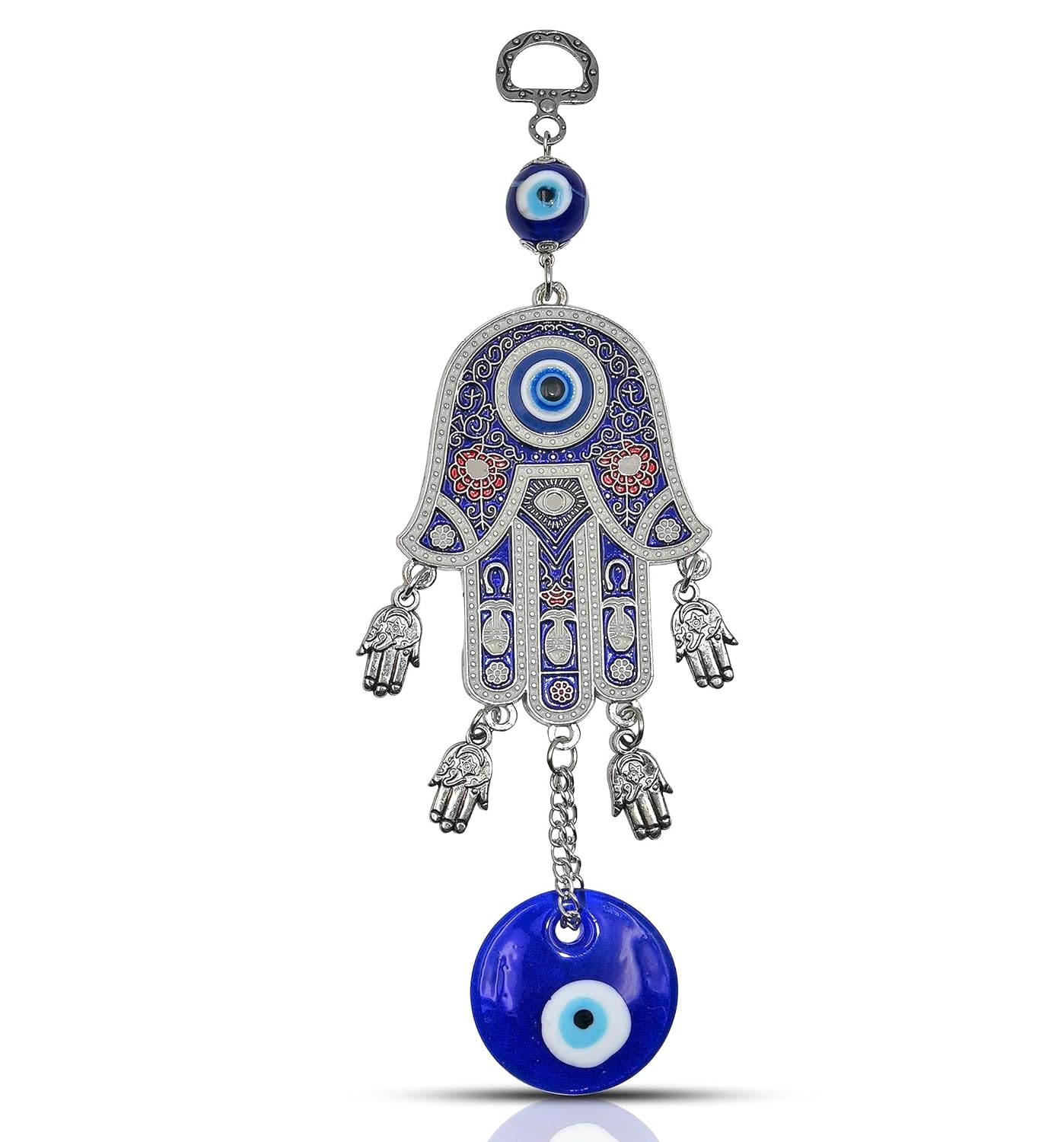 LINENSUTRA® Metal Hamsa Hand with Turkish Glass Evil Eye Hanging for Home, Office Wall Door Decor, Protection from Negative Energy and Good Luck Charm Gift for Prosperity Blue, Hamsa Hand - Image 2