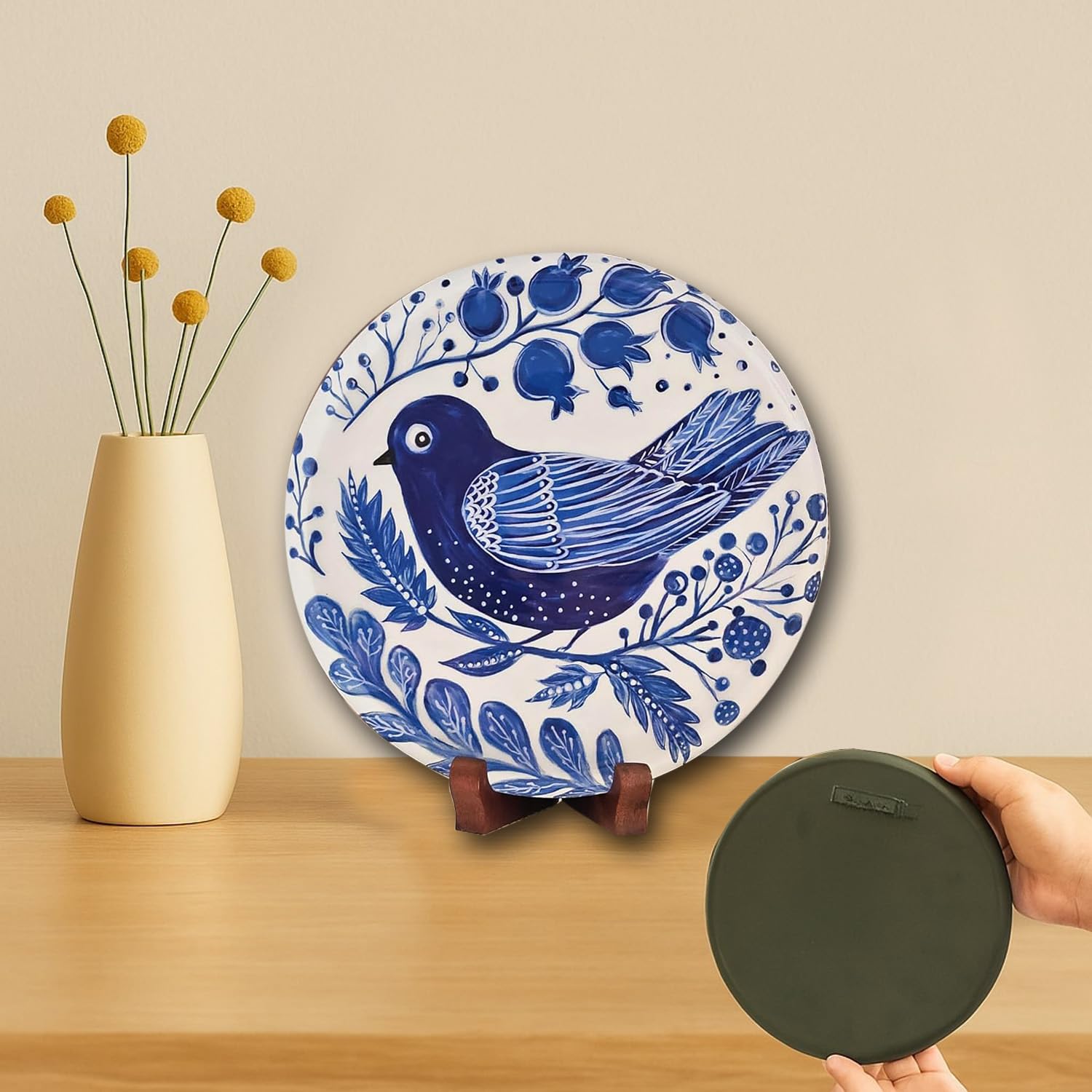 Devansh Pastel Pichwai Blue Bird Harmony Wall Plate (10 Inch) Finish Frame for Home Decoration, Living Room - Wall Art for Gift, Aesthetic Room Decor Items | Wall Hanging (Blue) - Image 5